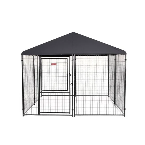 Chenil 3x3x2,28m Maille Soudée Enclos Chien 9m² avec Toit Imperméable