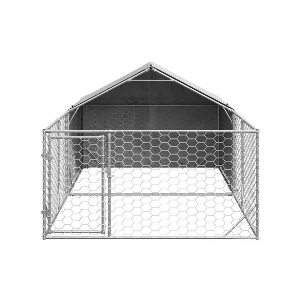 Chenil 8m² 4x2x1,5 m Chenil Grillagé avec Couverte Enclos Chien Spacieux