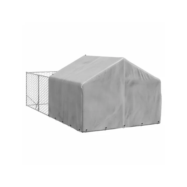 Chenil 8m² 4x2x1,5 m Chenil Grillagé avec Couverte Enclos Chien Spacieux