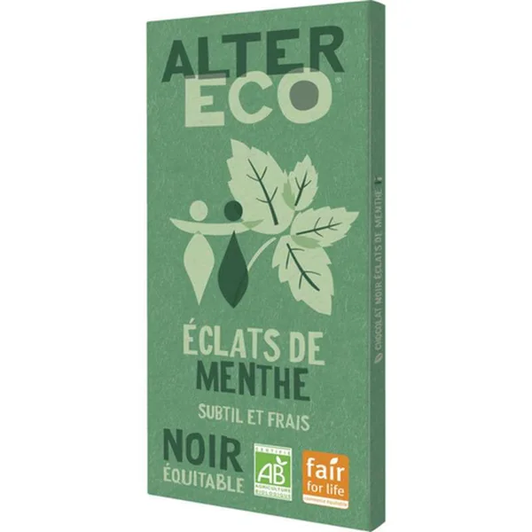 Chocolat noir éclats de menthe BIO, Alter Eco (100 g)