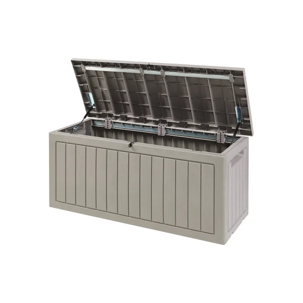 Coffre de Rangement Extérieur Polypropylène 124 x 53 x 57 cm Beige Effet Bois