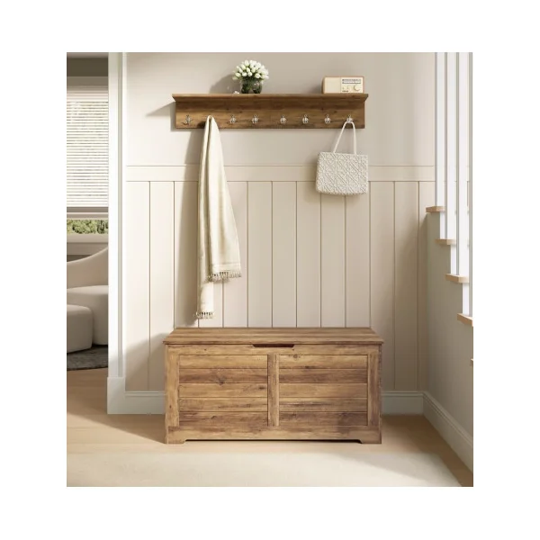 Coffre de Rangement Marron Miel 100x40x46 cm Coffre Jouet Banc Chaussure