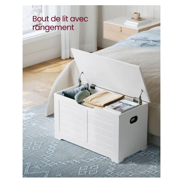 Coffre de Rangement Meuble pour Entrée Coffre Jouet Banc à Chaussures Blanc