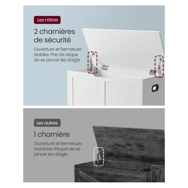 Coffre de Rangement Meuble pour Entrée Coffre Jouet Banc à Chaussures Blanc