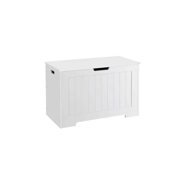Coffre à jouets Coffre de Rangement Bois Blanc Banc à Chaussures