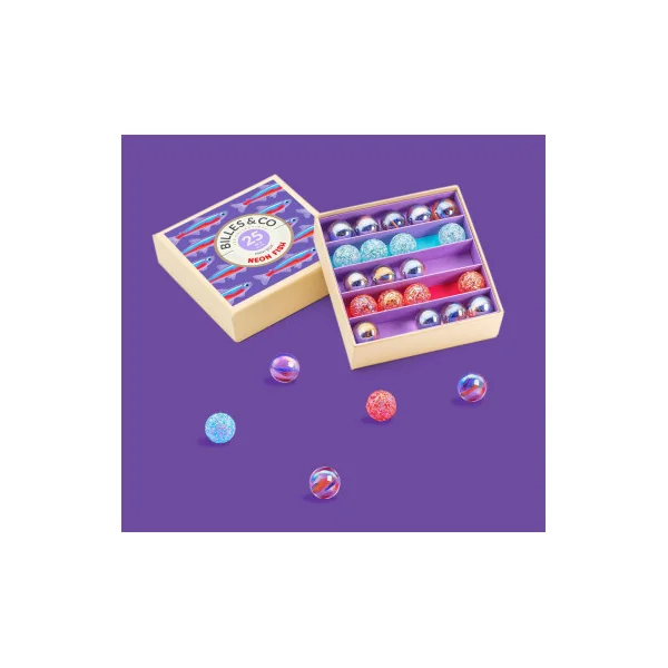 Coffret de 25 billes Neon Fish - Billes & Co
