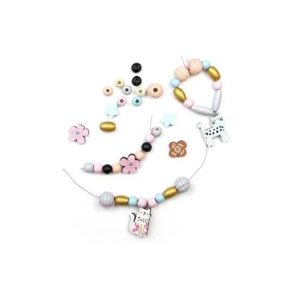 Coffret de perles en bois Chat - Sycomore