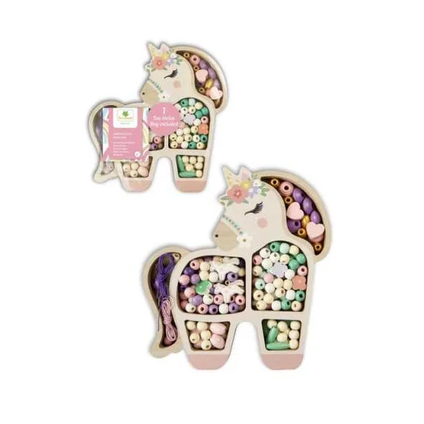 Coffret licorne perles en bois - Sycomore