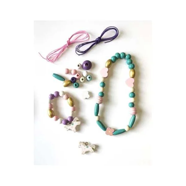 Coffret licorne perles en bois - Sycomore
