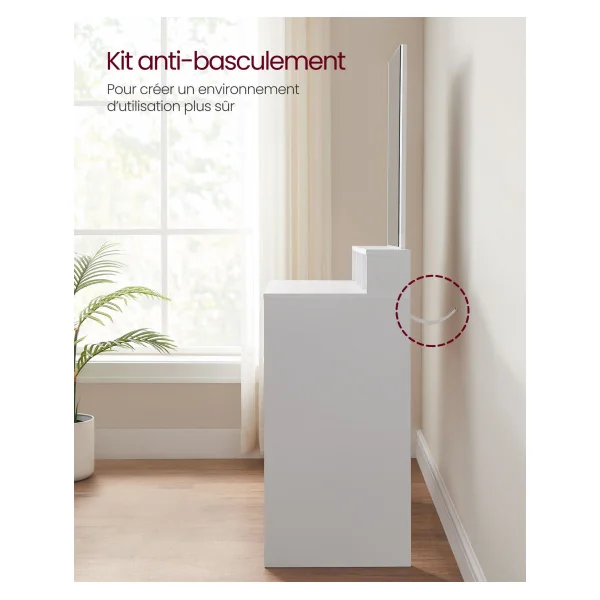 Coiffeuse avec Grand Miroir Blanc Table Maquillage Femme 2 Tiroirs