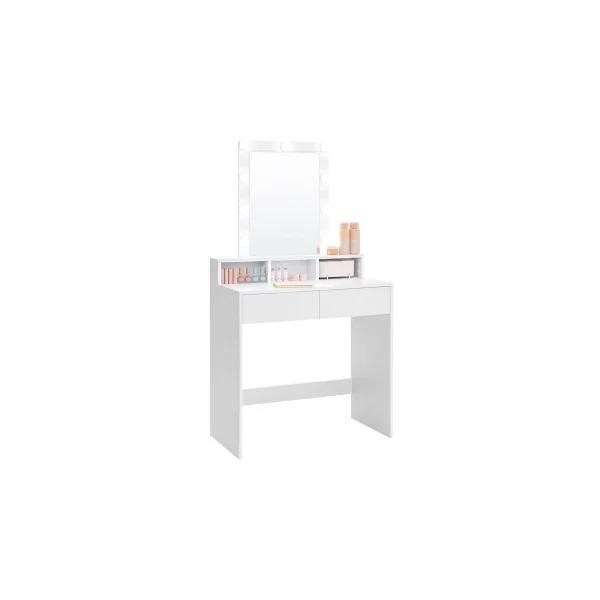Coiffeuse avec Miroir et 9 Ampoules Table de Maquillage avec 2 Tiroirs et 3 Compartiments de Rangement