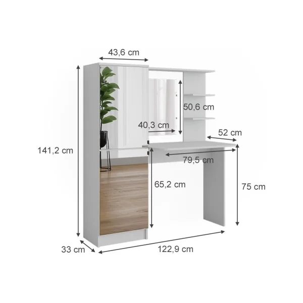 Coiffeuse Blanche 2 Placards avec Double Miroir Table Maquillage Coiffeuse Femme avec Miroir