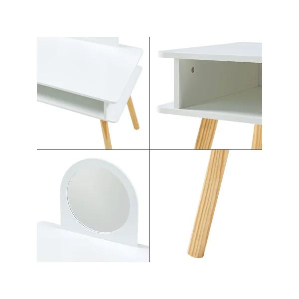 Coiffeuse Enfant Blanche avec Tabouret 91,5 x 62 x 43,5 cm Design Scandinave