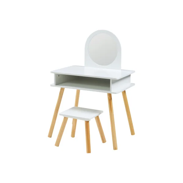 Coiffeuse Enfant Blanche avec Tabouret 91,5 x 62 x 43,5 cm Design Scandinave