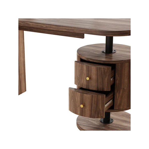 Coiffeuse Epurée Chêne Rustique 2 Tiroirs Table Manucure Coiffeuse Femme Moderne
