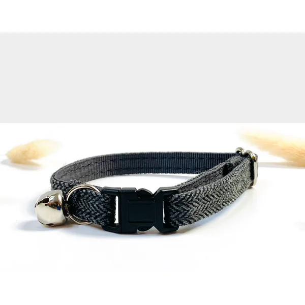 Collier Chat Anti-Étranglement Chevron Gris