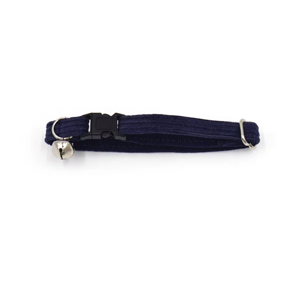 Collier Chat Anti-Étranglement Velours Côtelé Bleu Marine