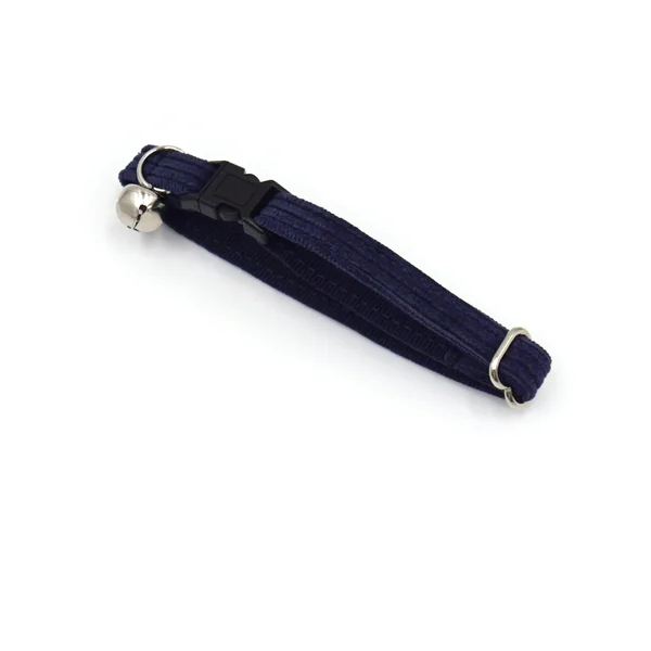 Collier Chat Anti-Étranglement Velours Côtelé Bleu Marine