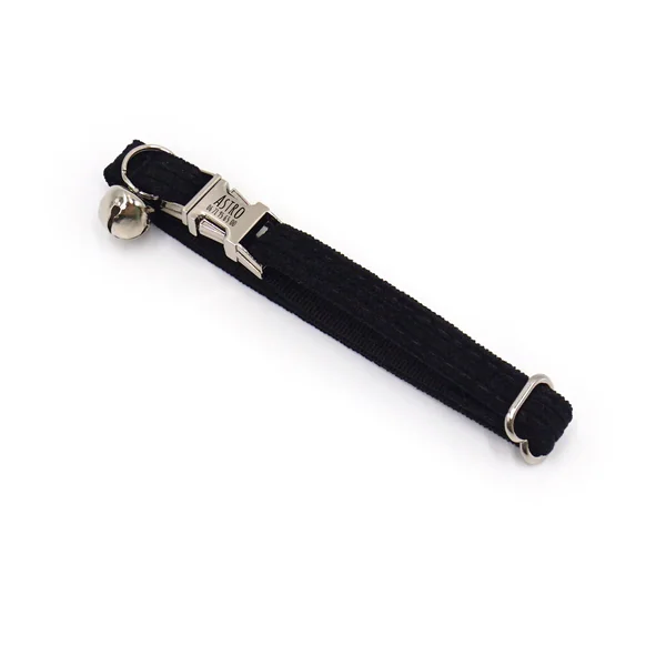 Collier Chat Personnalisé Velours Côtelé Bleu Marine