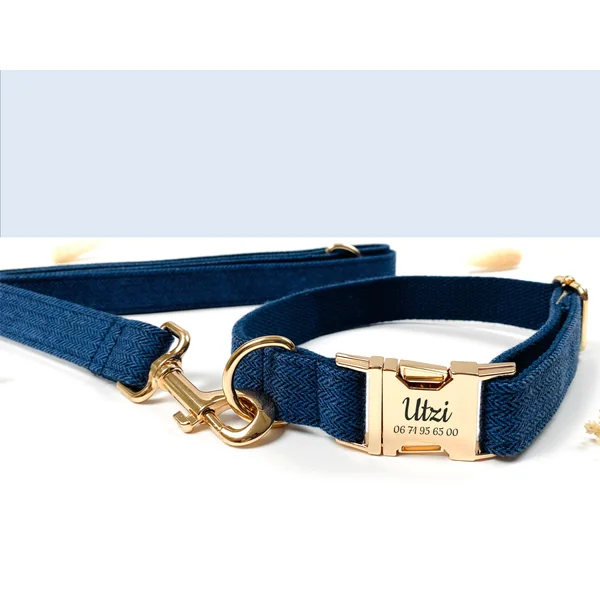 Collier Chien Personnalisé Chevron Marine