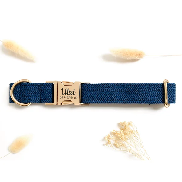 Collier Chien Personnalisé Chevron Marine