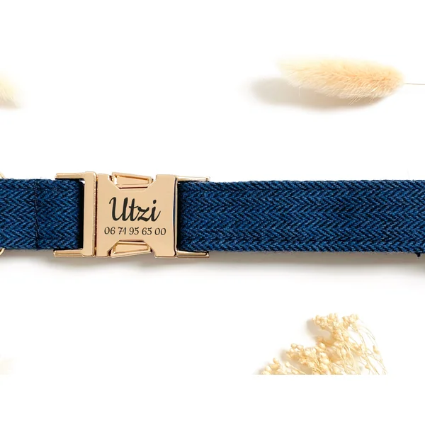 Collier Chien Personnalisé Chevron Marine