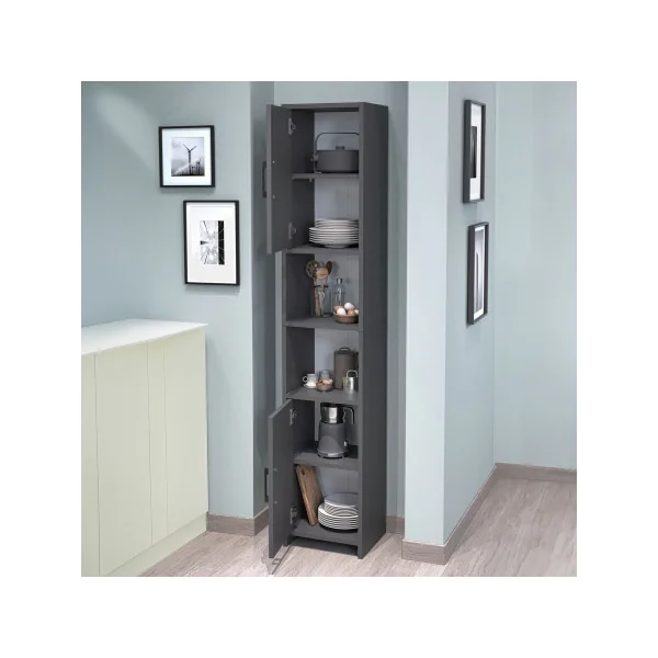 Colonne de Cuisine 35 x 30 x 180 cm Anthracite Meuble de Rangement 2 Placards