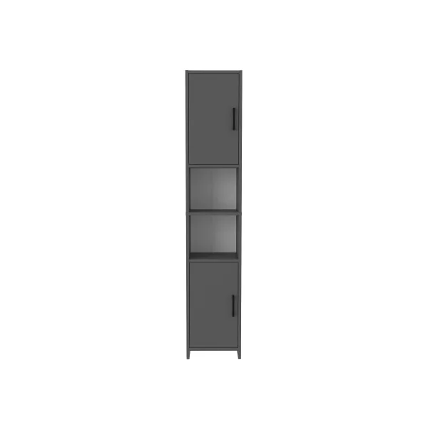 Colonne de Cuisine 35 x 30 x 180 cm Anthracite Meuble de Rangement 2 Placards