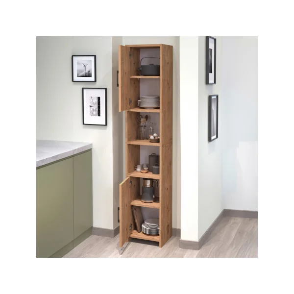 Colonne de Cuisine 35 x 30 x 180 cm Chêne Meuble de Rangement 2 Placards