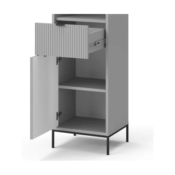 Colonne de Salle de Bain 190 cm Gris Rainuré Armoire Haute de Salle de Bain Rangement Salle de Bain