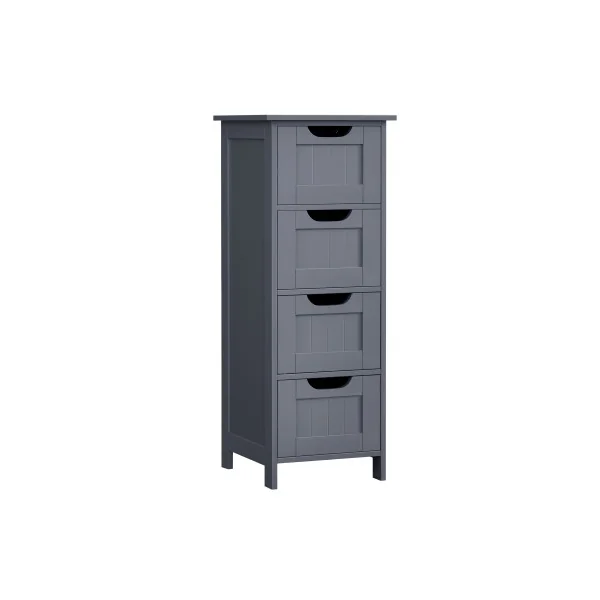 Colonne de Salle de Bain Grise 4 Tiroirs Meuble de Salle de Bain sur Pieds,