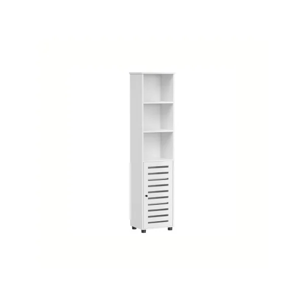 Colonne Salle de Bain avec 3 Compartiments Ouverts Blanc Meuble Rangement Salle de Bain