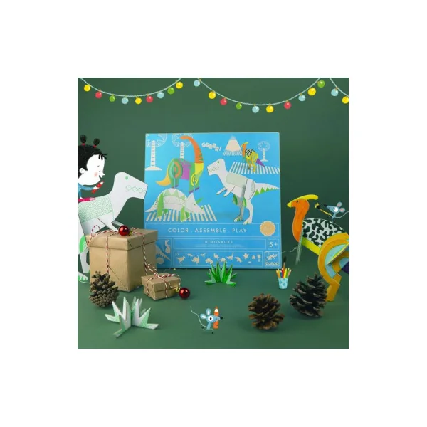 Colorie assemble et joue DIY Dinosaures - Djeco