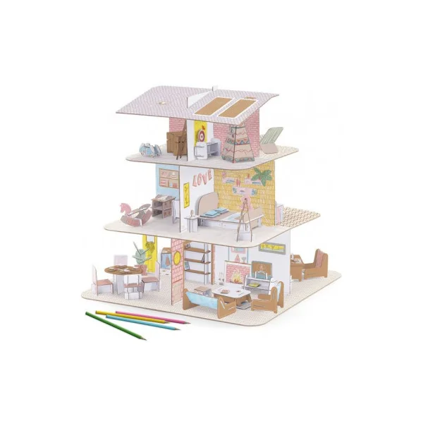 Colorie assemble et joue DIY Maison de poupées - Djeco