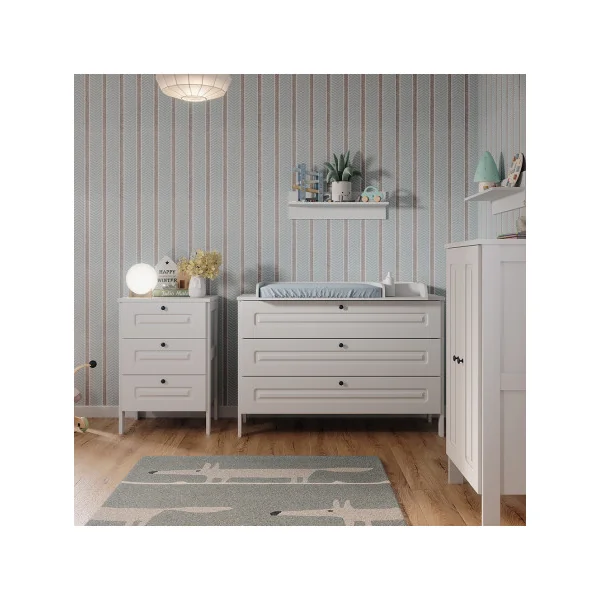 Commode 3 Tiroirs Blanche Commode Chambre Salon Meuble de Rangement Enfant