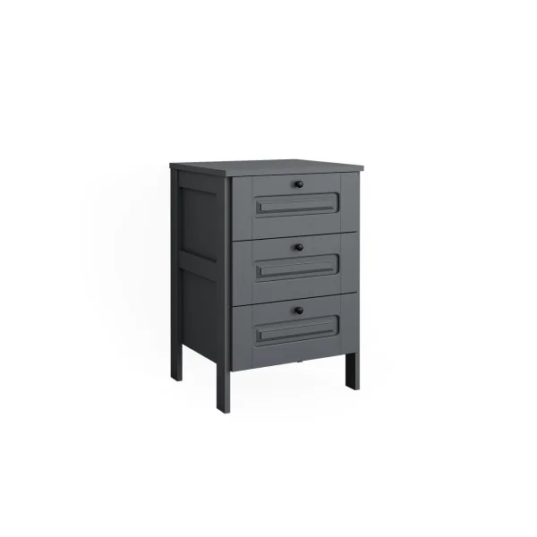 Commode 3 Tiroirs Grise Commode Chambre Salon Meuble de Rangement Enfant