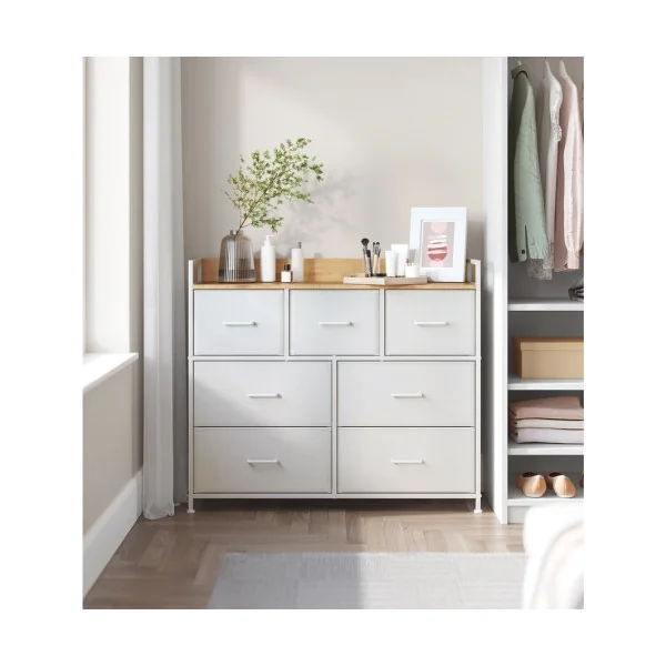 Commode 7 Tiroirs Moderne Meuble de Rangement 3 Niveaux