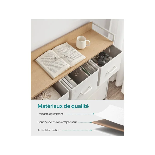 Commode 7 Tiroirs Moderne Meuble de Rangement 3 Niveaux