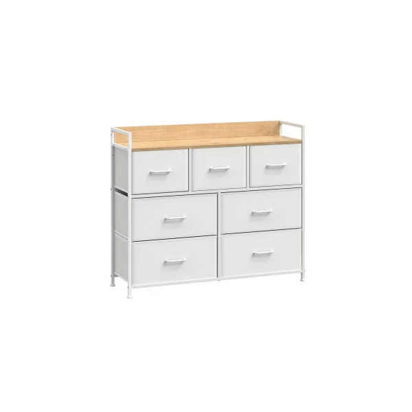 Commode 7 Tiroirs Moderne Meuble de Rangement 3 Niveaux