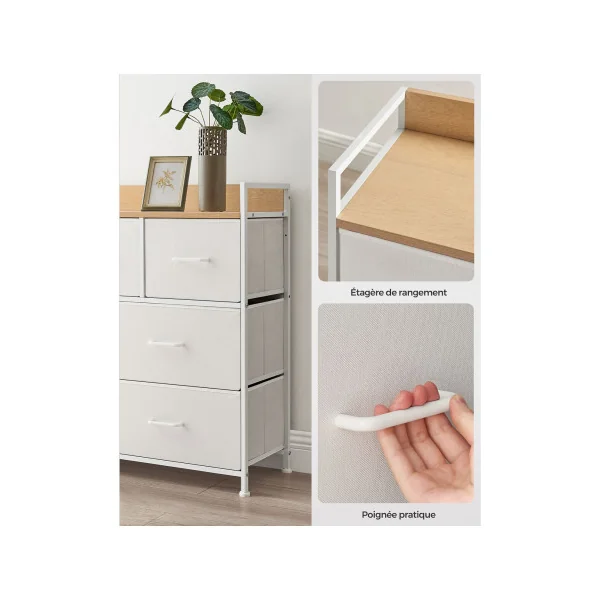 Commode 7 Tiroirs Moderne Meuble de Rangement 3 Niveaux