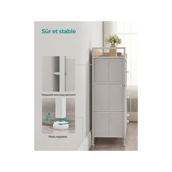 Commode 7 Tiroirs Moderne Meuble de Rangement 3 Niveaux