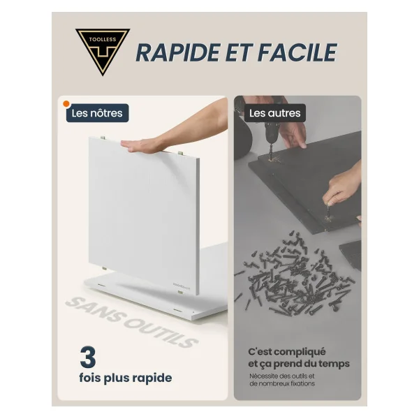 Commode avec Etagère Blanc Neige Meuble de Rangement Bureau de Travail Coiffeuse Femme