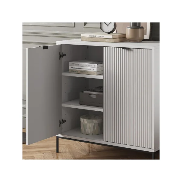 Commode Blanche Design Graphique avec Placard Commode de Salon Commode Chambre Moderne