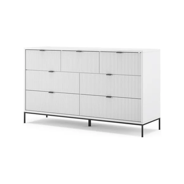 Commode de Salon Blanche Design Graphique 7 tiroirs Commode Chambre Moderne Buffet