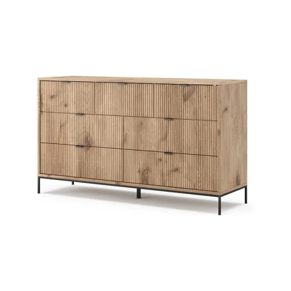 Commode de Salon Chêne Design Graphique 7 tiroirs Commode Chambre Moderne Buffet