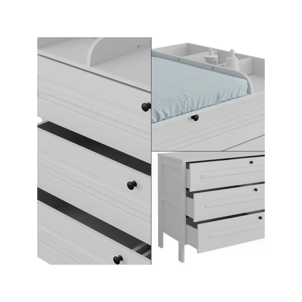Commode à Langer Blanche 3 Tiroirs Table Langer Blanc Plan à Langer Amovible