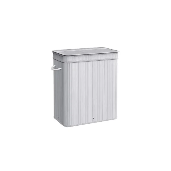 Corbeille Linge Sale en Bambou Gris 100 L Panier à Linge Sale avec Couvercle