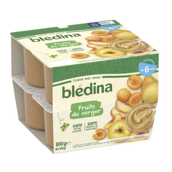 Coupelles 100% fruits du verger - dès 6 mois, Blédina (8 x 100 g)