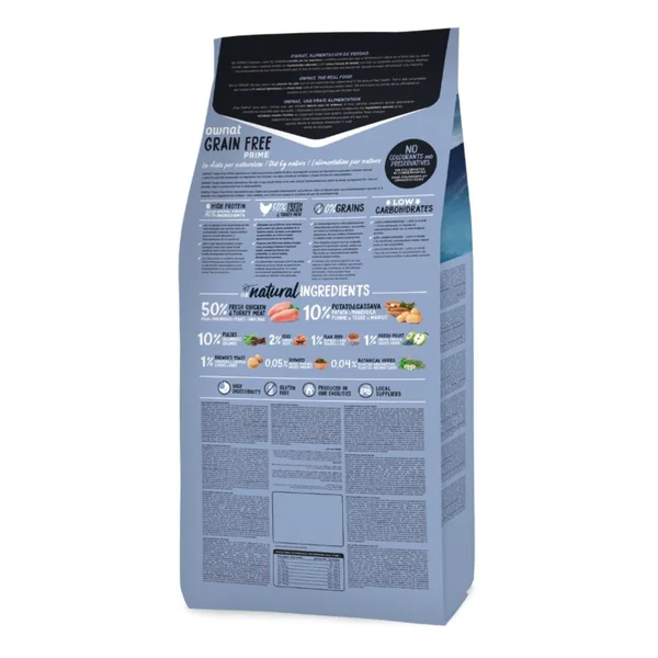Croquettes Chien - Ownat Grain Free Prime Senior sans céréales Dinde & Poulet 3kg
