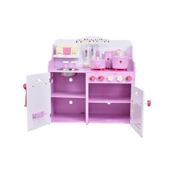 Cuisine en Bois pour Enfants - Rose et Blanc